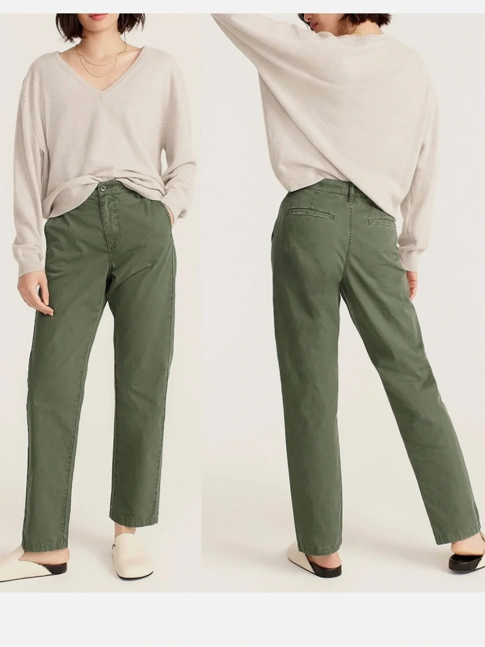 J. Crew Olive Green Slouchy Boyfriend Chino Pants 27 NWT